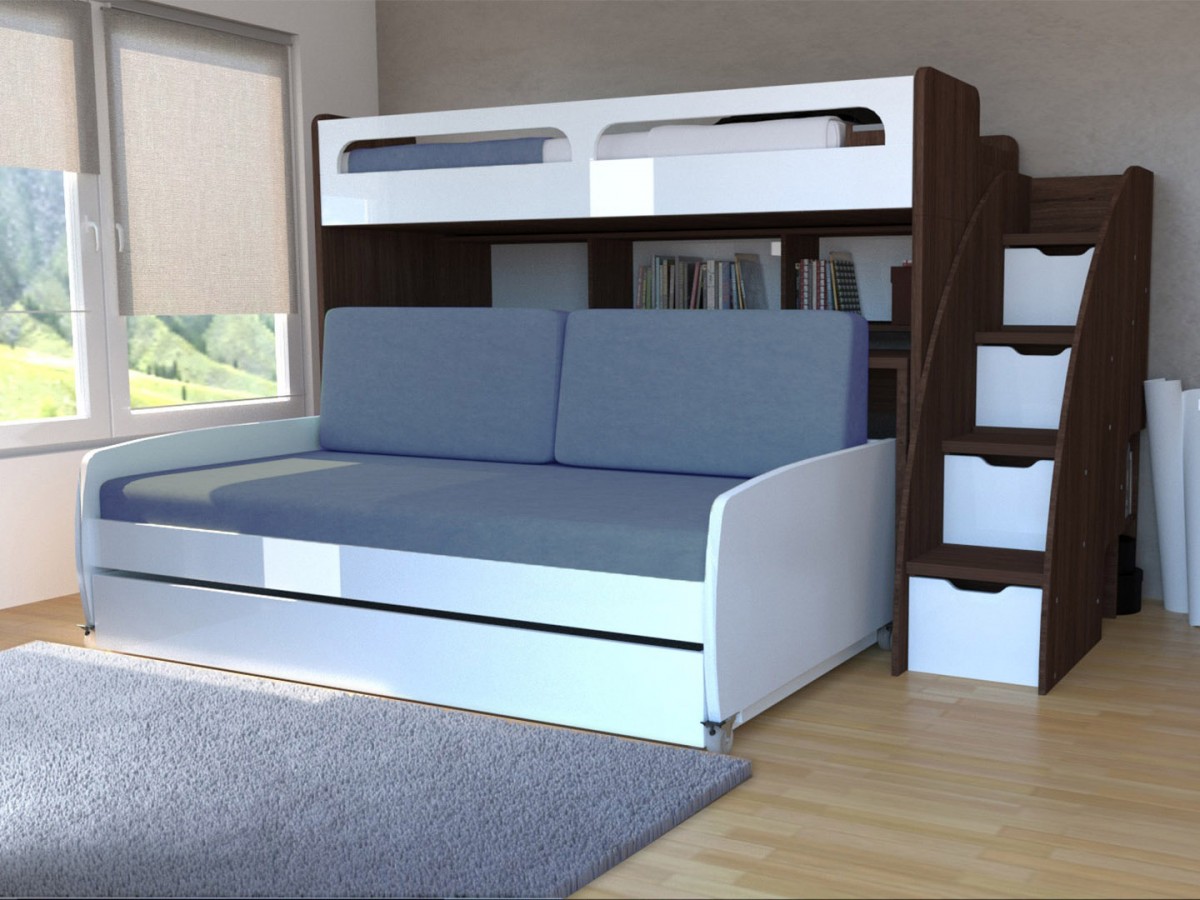 Twin Bunk Bed Over Full Xl Sofa, Bunk Beds With Sofa At The Bottom