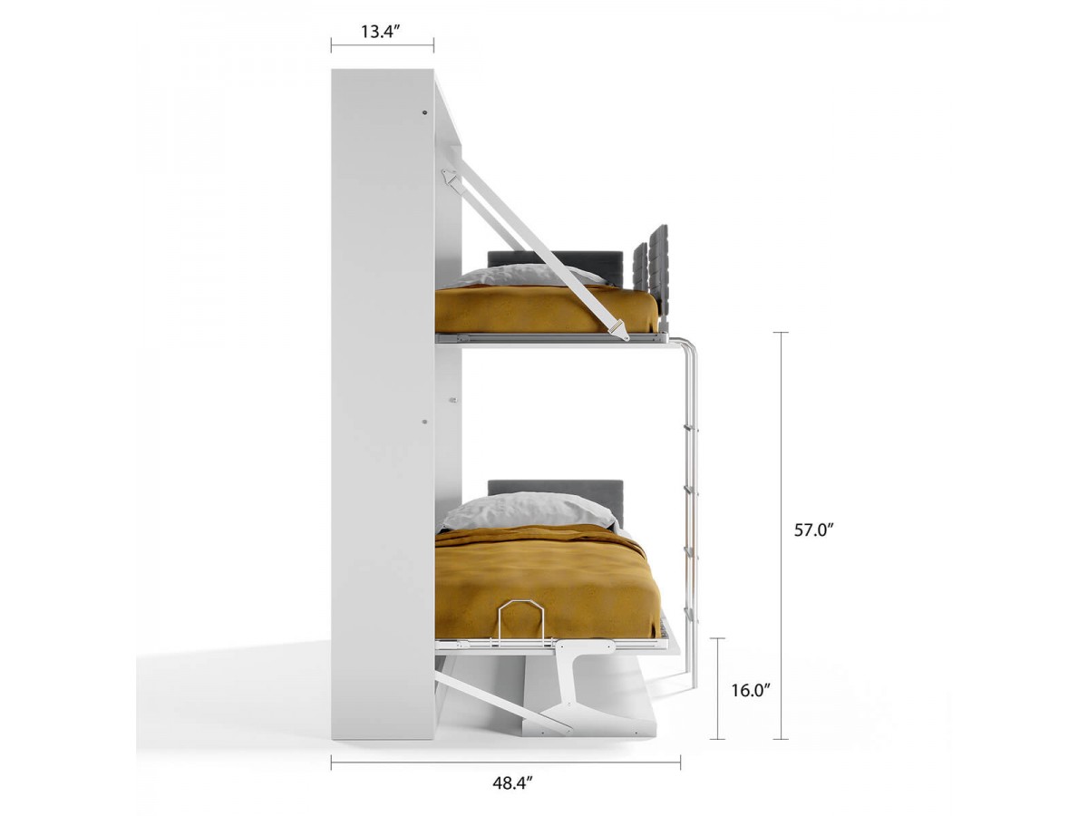 Twin Murphy Wall Bunk Bed With Table, Twin Murphy Bunk Bed