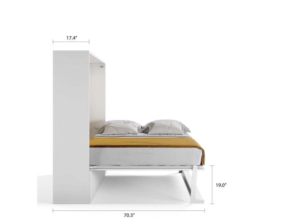 The bed when opened will require a clearance of from the wall extending into the room. royal horizontal queen murphy wall bed