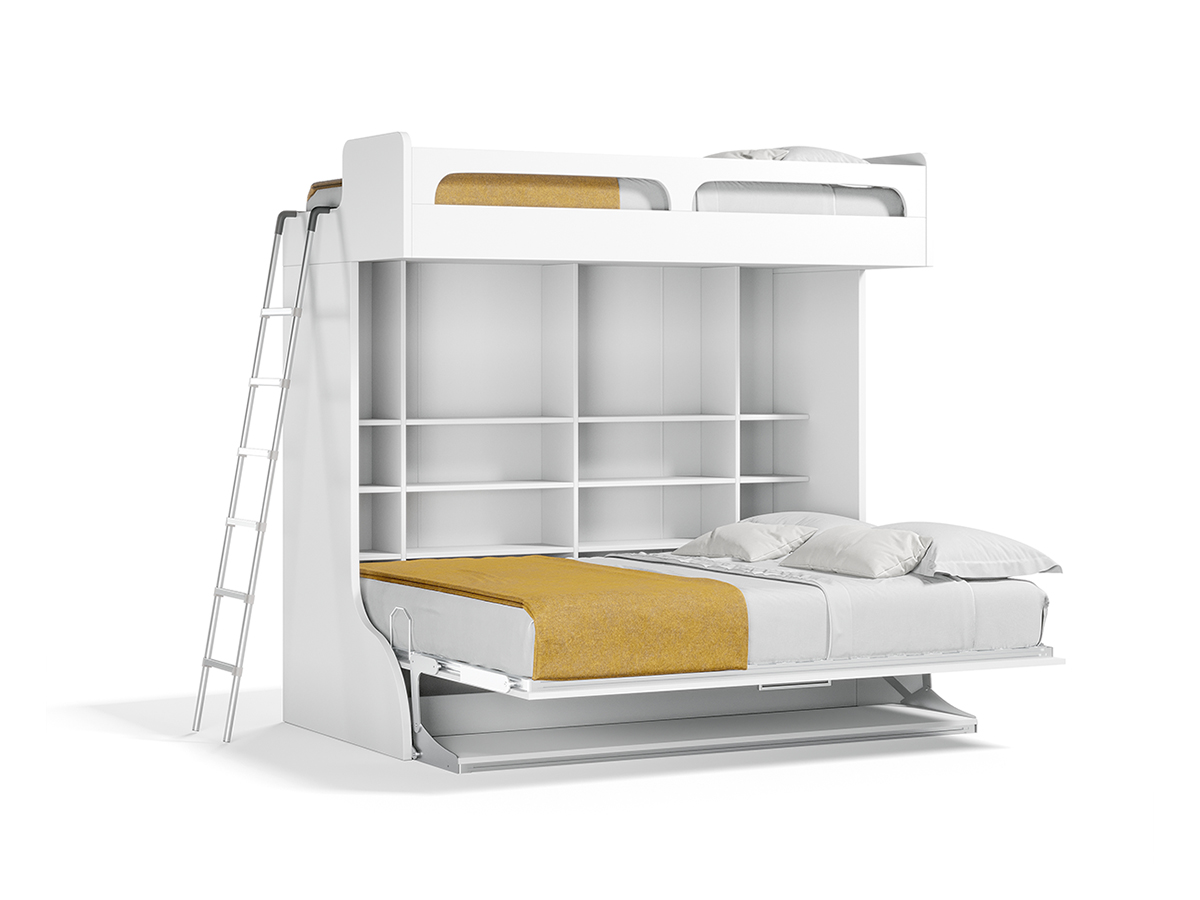 Twin Over Full Murphy Wall Bunk Bed, Fold Down Bunk Beds