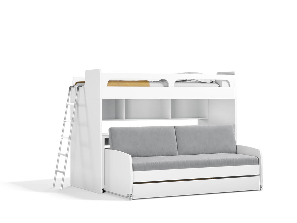 Twin Over Twin Xl Bunk Bed With Sofa Desk And Trundle Bel Mondo