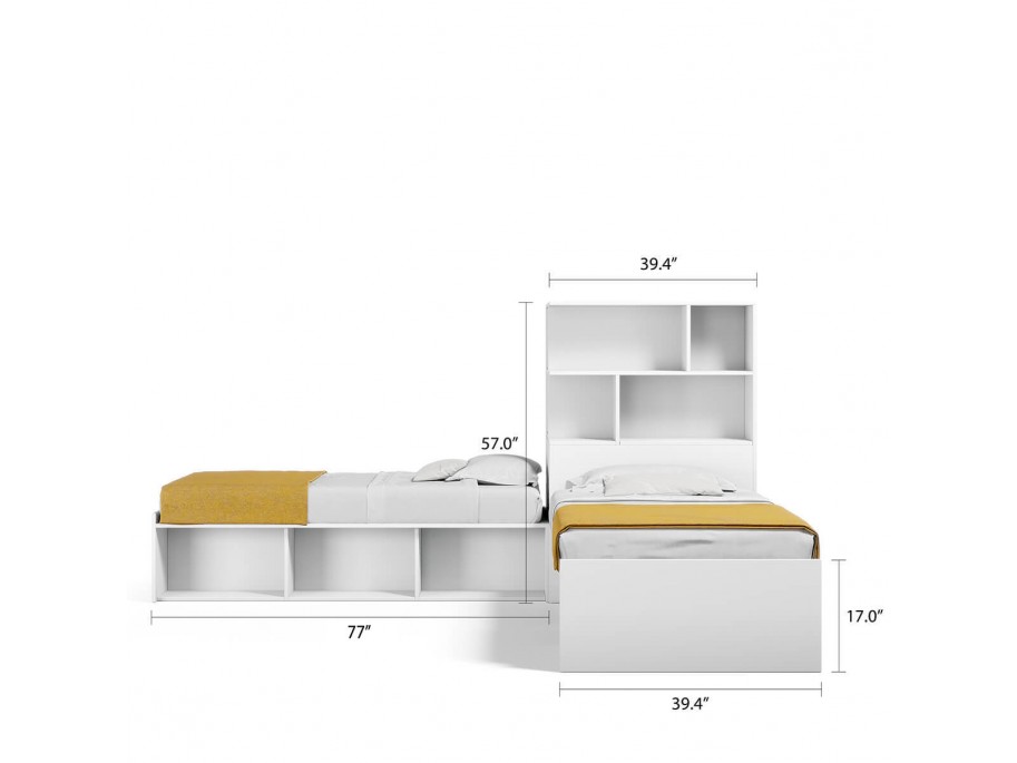 Booth Twin Corner Bed and Storage Hutch Set