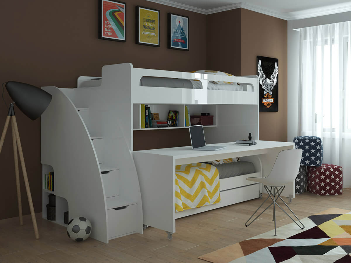 loft bed with sofa and desk