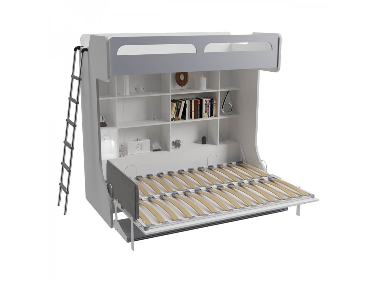 Twin Over Full Wall Murphy Bunk Bed With Table Castello Castello Twin Over Full Wall Bunk Bed With Desk