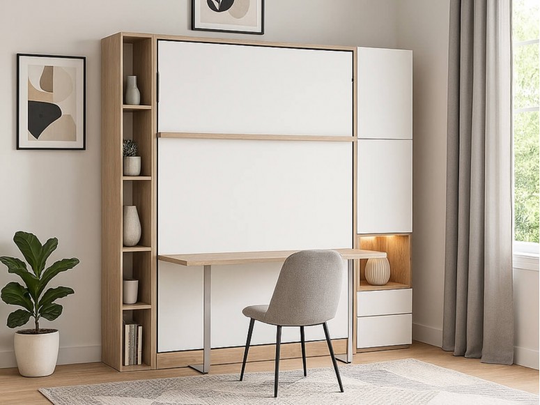  Miami-style design showcasing the Royal Queen Murphy bed with furniture set.