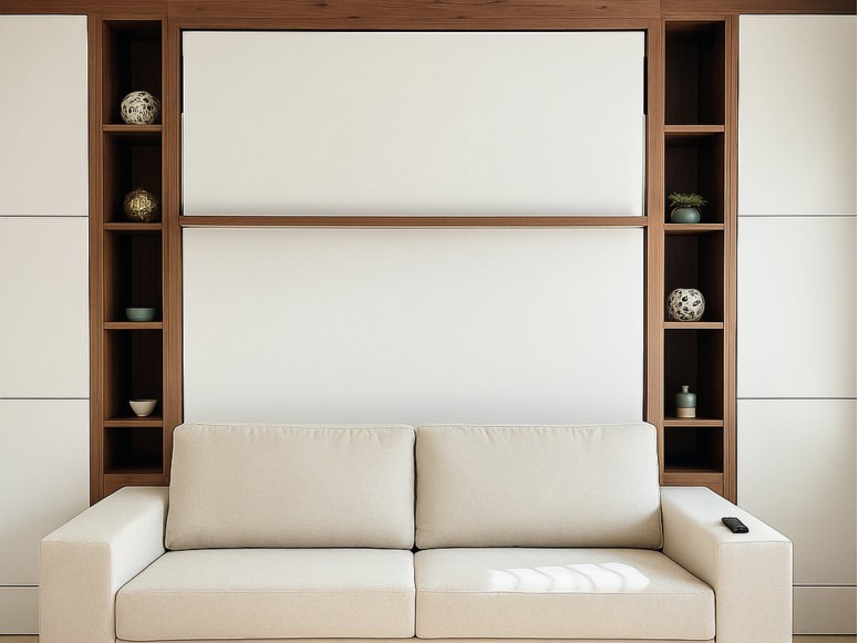 Miami-style design showcasing the Royal Queen Murphy bed with furniture set.