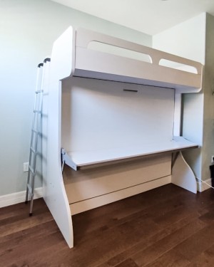 C - Castello Twin Over Full Wall Bunk Bed with Desk