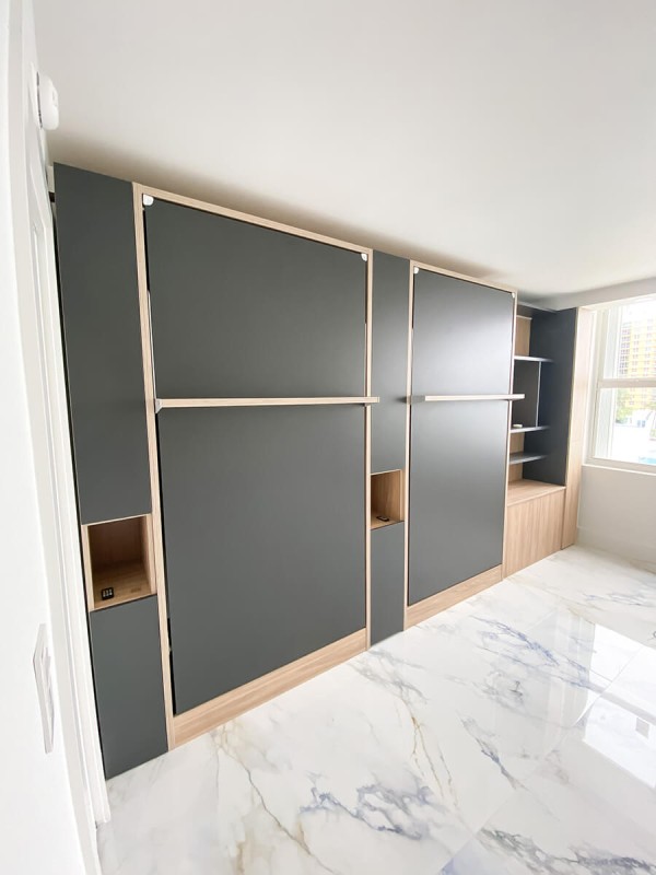 Royal Full / Full XL Wall Bed with Bookcase