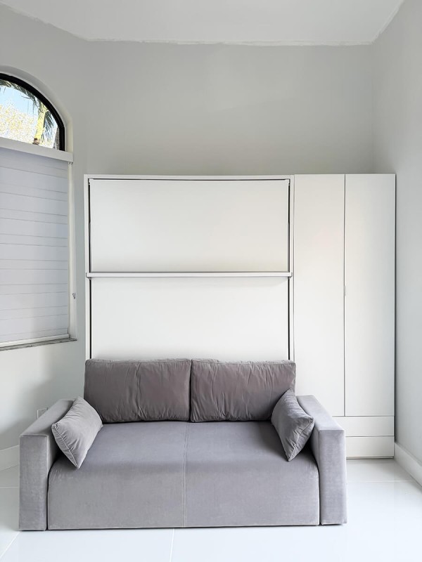 Royal Full / Full XL Wall Bed with Sectional Sofa and Bookcase