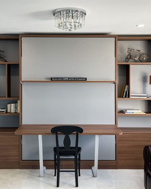 C - Royal Queen Wall Bed With Desk and Bookcase Set