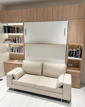 C - ROYAL Queen Wall Bed with Sectional Sofa, Wardrobes and Bookcases