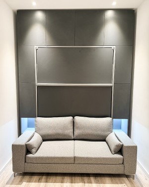 C - ROYAL Queen Wall Bed with Sectional Sofa, Wardrobes and Bookcases