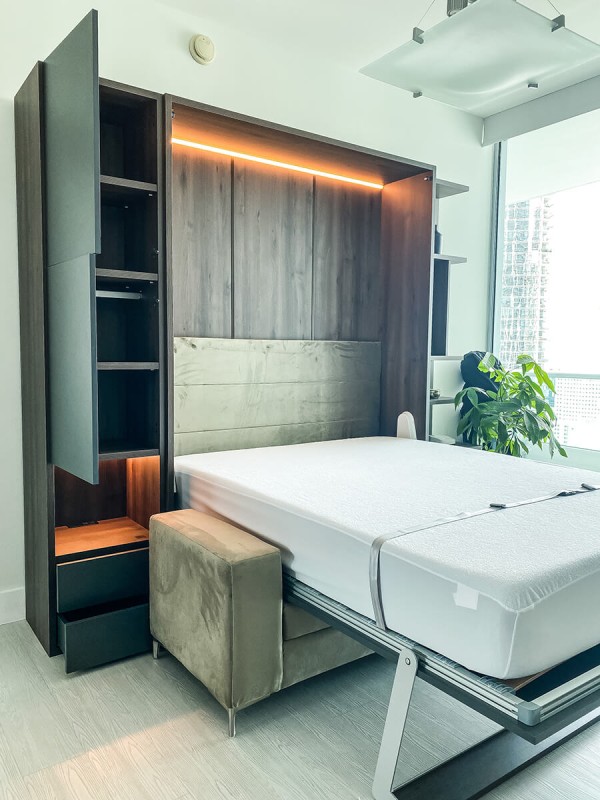 ROYAL Queen Wall Bed with Sectional Sofa Wardrobe and Bookcase Set 7