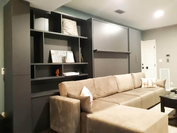 ROYAL Queen Wall Bed with Sectional Sofa and Bookcase Set 188