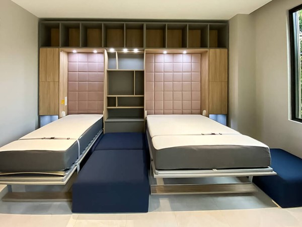 ROYAL Queen Wall Bed with Sectional Sofa and Bookcase Set 276