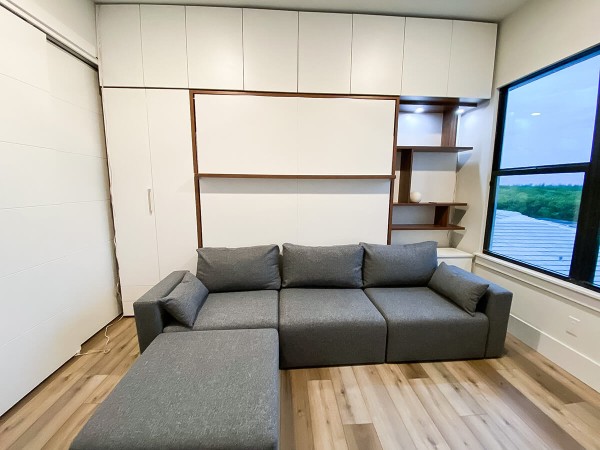 ROYAL Queen Wall Bed with Sectional Sofa and Bookcase Set 293