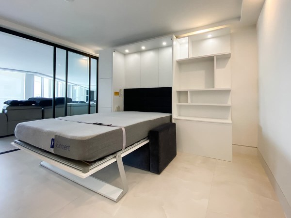 ROYAL Queen Wall Bed with Sectional Sofa and Bookcase Set 304