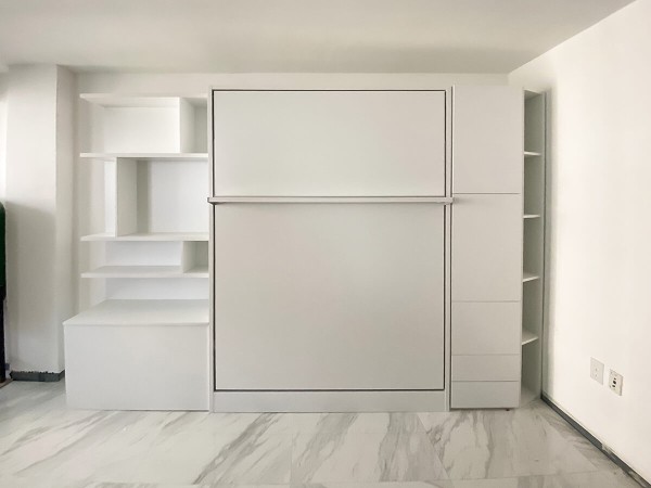 ROYAL Queen Wall Bed with Sectional Sofa and Bookcase Set 308