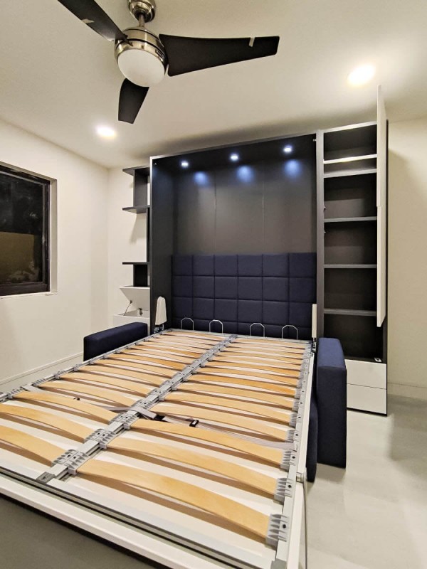 ROYAL Queen Wall Bed with Sectional Sofa and Bookcase Set 314