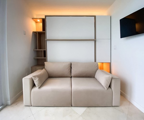 ROYAL Queen Wall Bed with Sectional Sofa and Bookcase Set 320