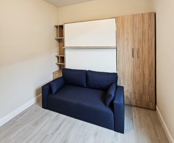 ROYAL Queen Wall Bed with Sectional Sofa and Bookcase Set 340