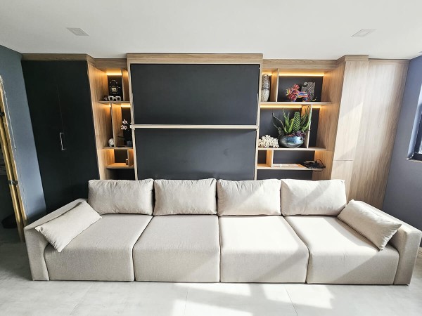 ROYAL Queen Wall Bed with Sectional Sofa and Bookcase Set 347