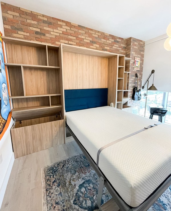 ROYAL Queen Wall Bed with Sectional Sofa and Bookcase Set 351