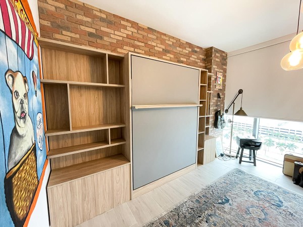 ROYAL Queen Wall Bed with Sectional Sofa and Bookcase Set 352