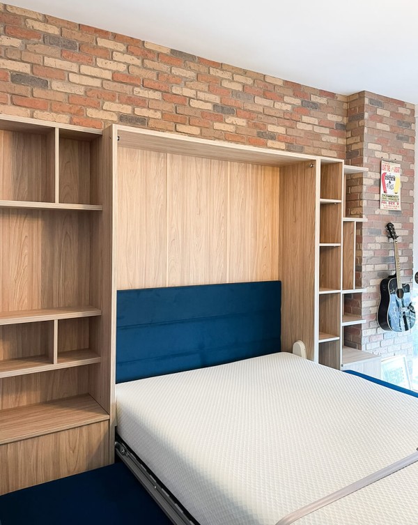 ROYAL Queen Wall Bed with Sectional Sofa and Bookcase Set 353