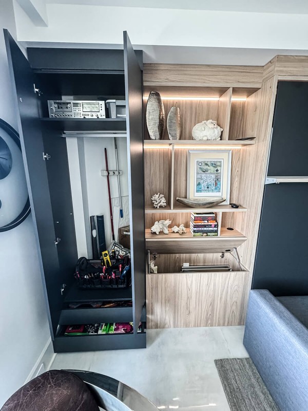 ROYAL Queen Wall Bed with Sectional Sofa and Bookcase Set 373