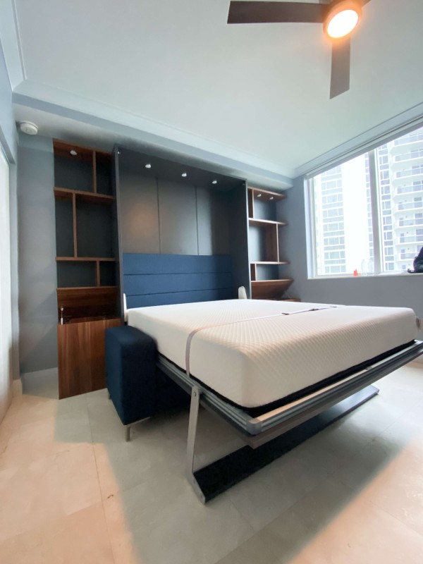 ROYAL Queen Wall Bed with Sectional Sofa and Bookcase Set 376