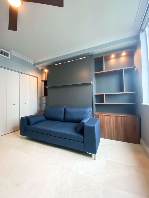 ROYAL Queen Wall Bed with Sectional Sofa and Bookcase Set 377