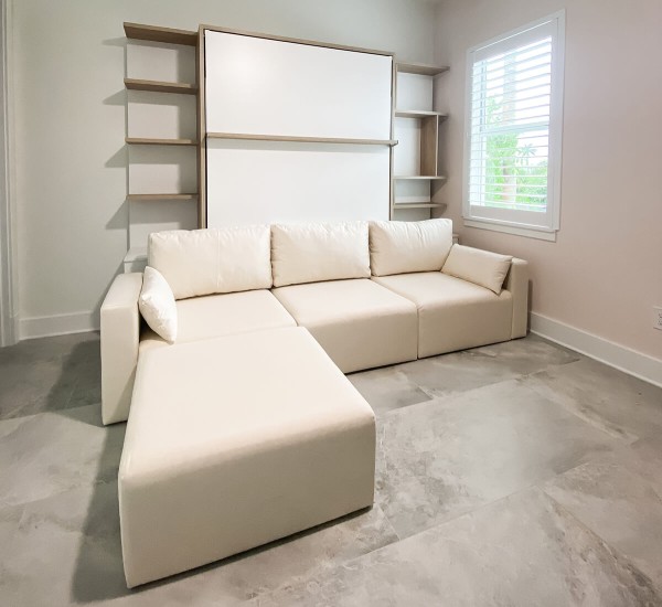 ROYAL Queen Wall Bed with Sectional Sofa and Bookcase Set 388