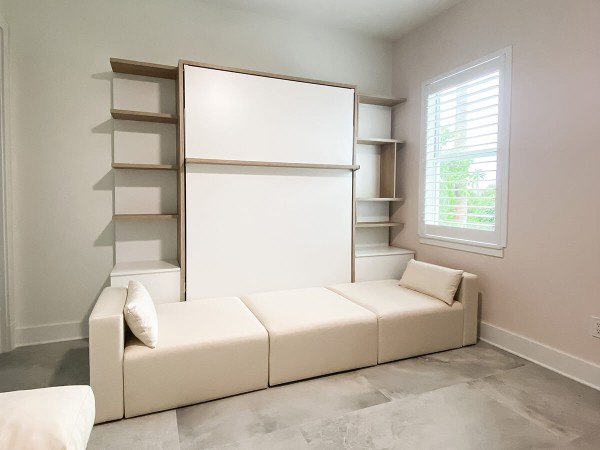 ROYAL Queen Wall Bed with Sectional Sofa and Bookcase Set 390