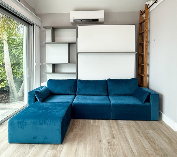 ROYAL Queen Wall Bed with Sectional Sofa and Bookcase Set 405