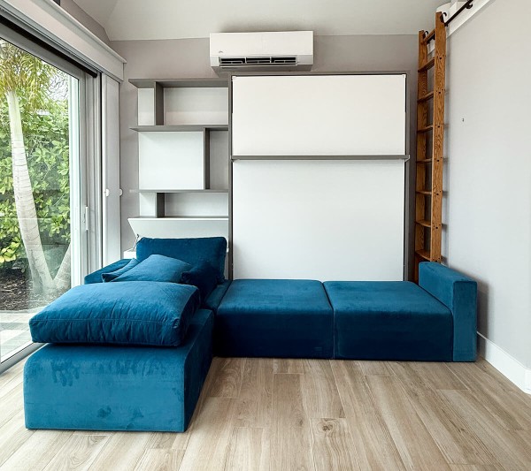 ROYAL Queen Wall Bed with Sectional Sofa and Bookcase Set 406