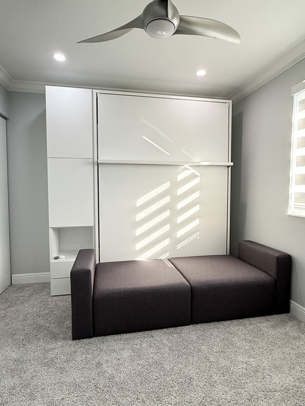 ROYAL Queen Wall Bed with Sectional Sofa and Bookcase Set 414