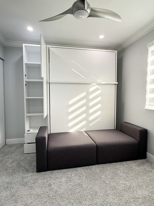 ROYAL Queen Wall Bed with Sectional Sofa and Bookcase Set 415