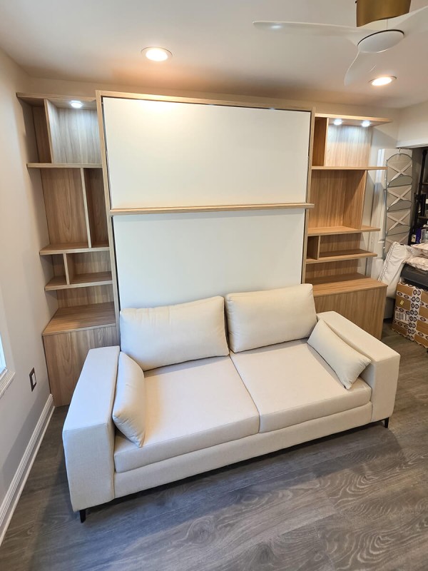 ROYAL Queen Wall Bed with Sectional Sofa, Wardrobes and Bookcases