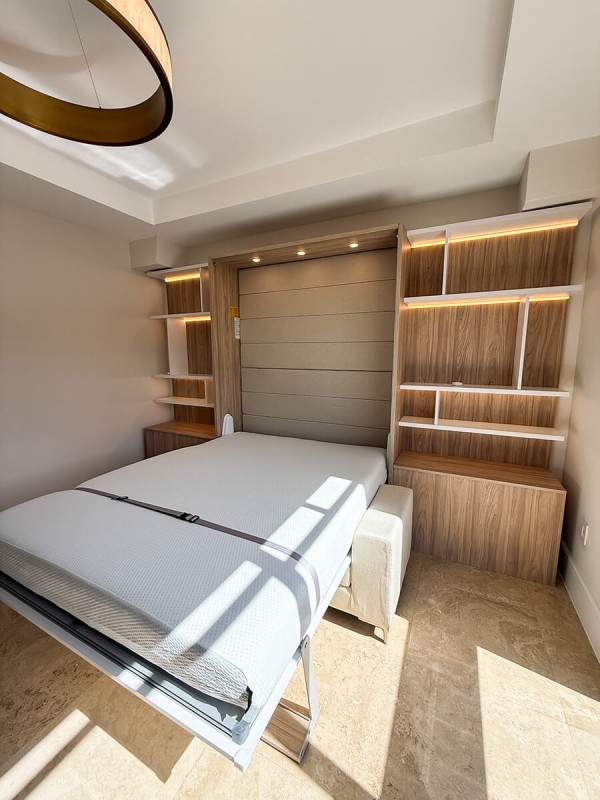 ROYAL Queen Wall Bed with Sectional Sofa and Bookcase Set 432