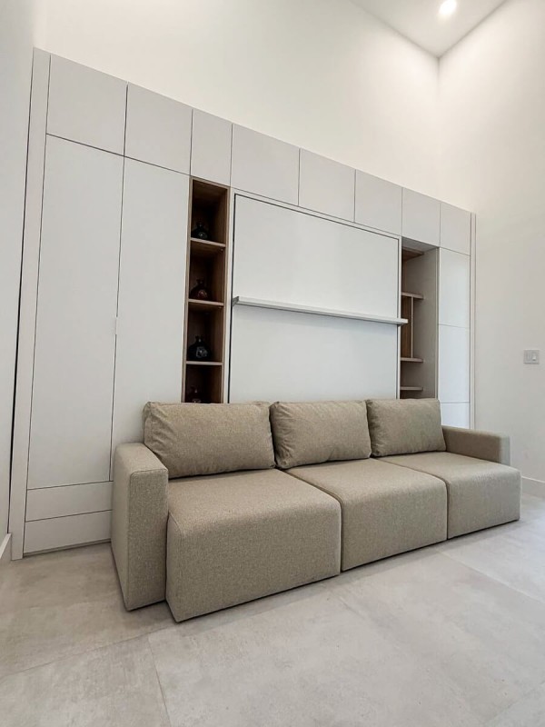 ROYAL Queen Wall Bed with Sectional Sofa Wardrobe and Bookcase