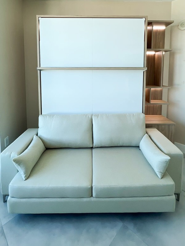 ROYAL Queen Wall Bed with Sectional Sofa Wardrobe and Bookcase