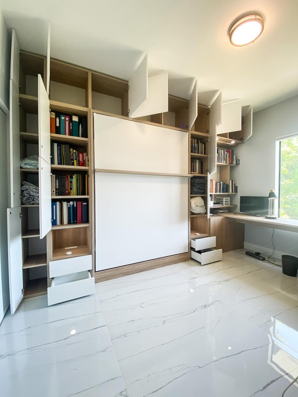 ROYAL Queen Wall Bed with Wardrobes and Bookcase Set 35