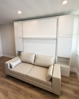 C - ROYAL Queen Wall Bed with Sectional Sofa and Wardrobes