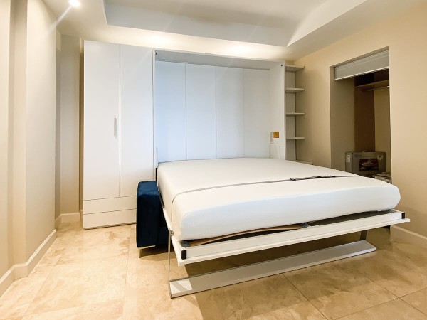 Royal King Murphy Bed with Sectional Sofa Wardrobe and Bookcase Set 2