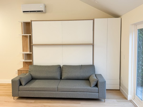 Royal King Murphy Bed with Sectional Sofa Wardrobe and Bookcase Set 6