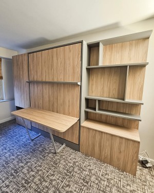 C - Royal Queen Wall Bed With Desk and Bookcase