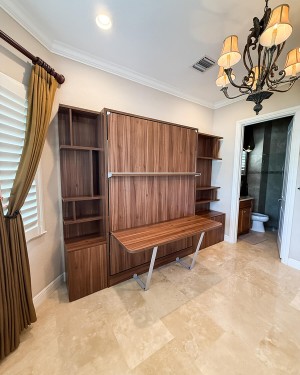 C - ROYAL Queen Wall Bed with Desk and Bookcases