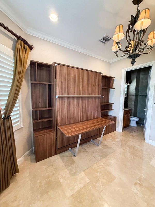 ROYAL Queen Wall Bed with Desk and Bookcases