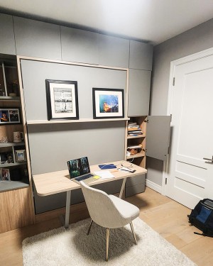 C - ROYAL Queen Wall Bed with Desk, Wardrobes and Bookcases